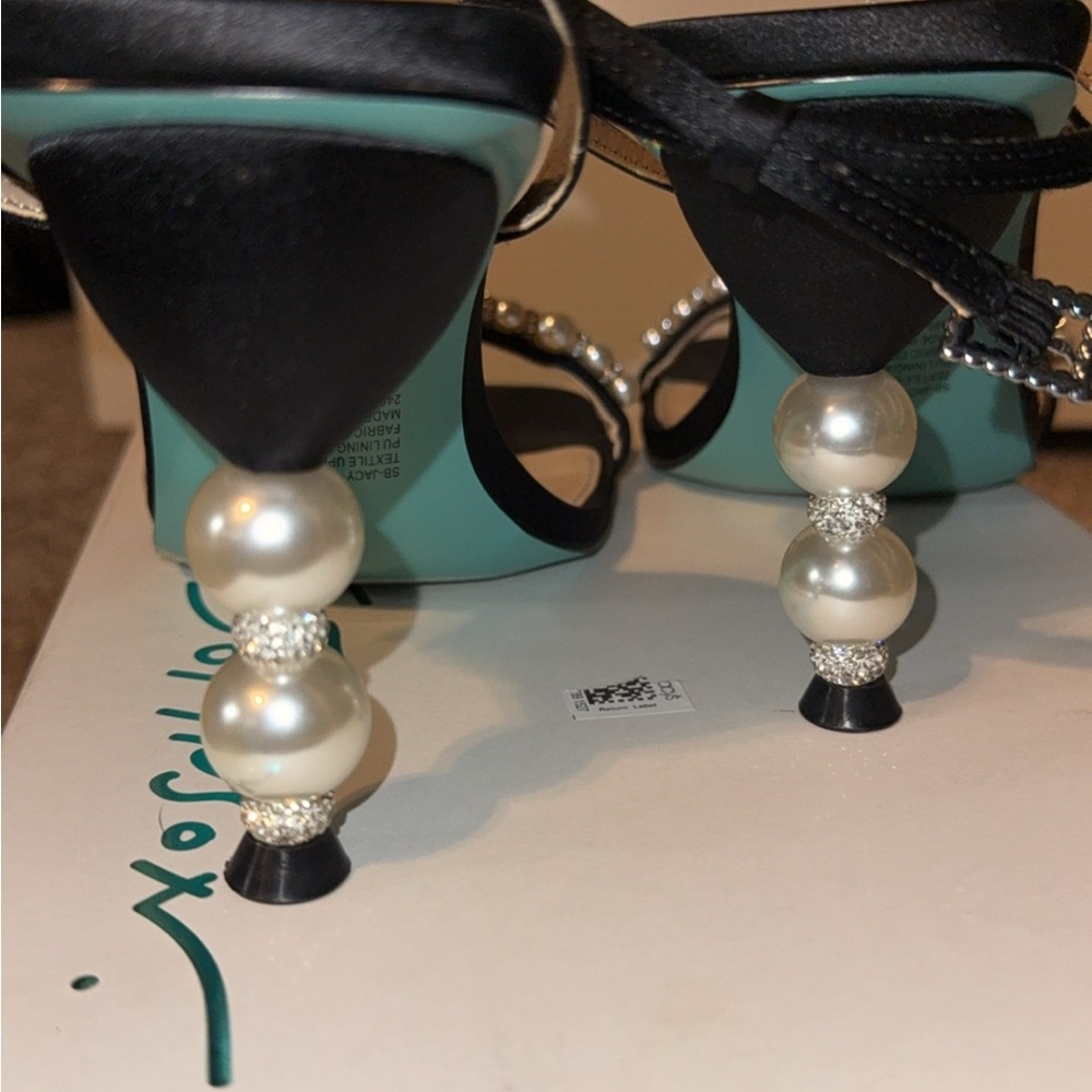 Betsey Johnson Black Pearl-Embellished Women's Heels - Picture 5 of 5